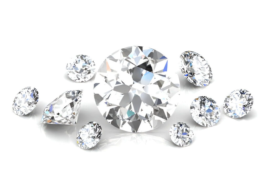 White Topaz Gemstones on White Background