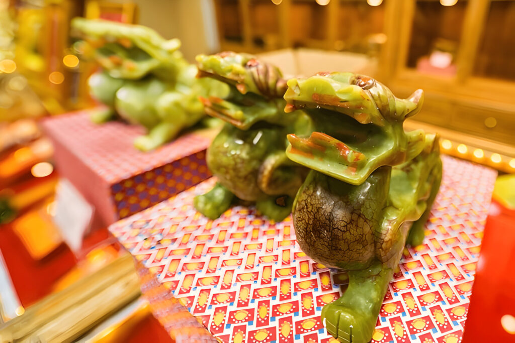 Pair of jade stone Pixiu Dragon Feng Shui sculptures