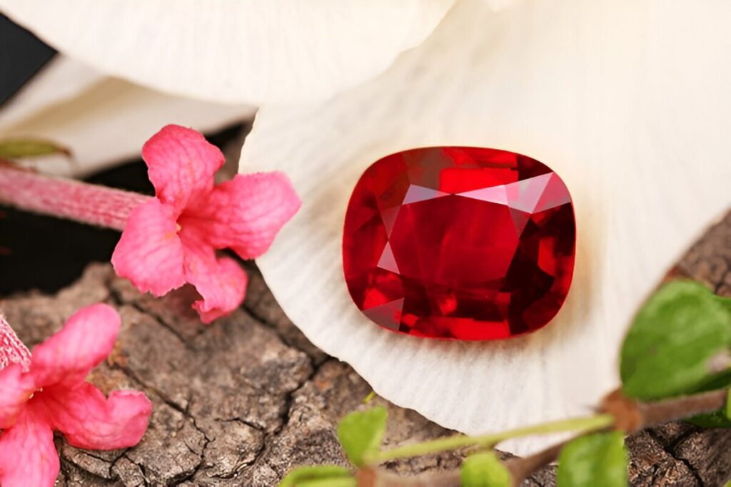 a red ruby gems on a leaf
